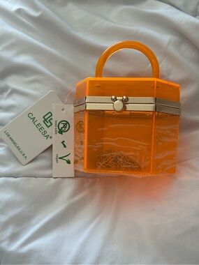 Caleesa Orange Acrylic Mini Top-Handle Bag
